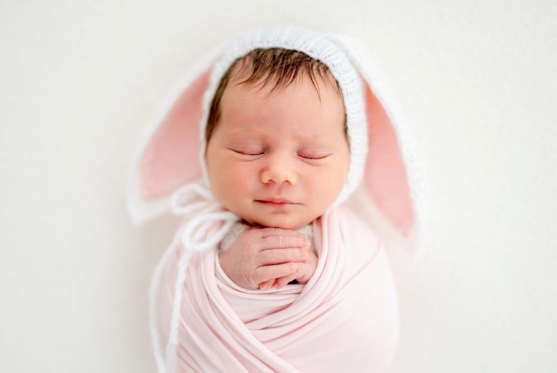 baby with knitted ears